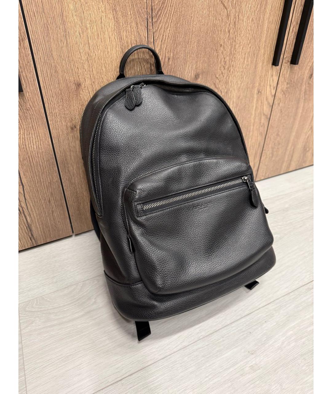 COACH Черный кожаный рюкзак, фото 2