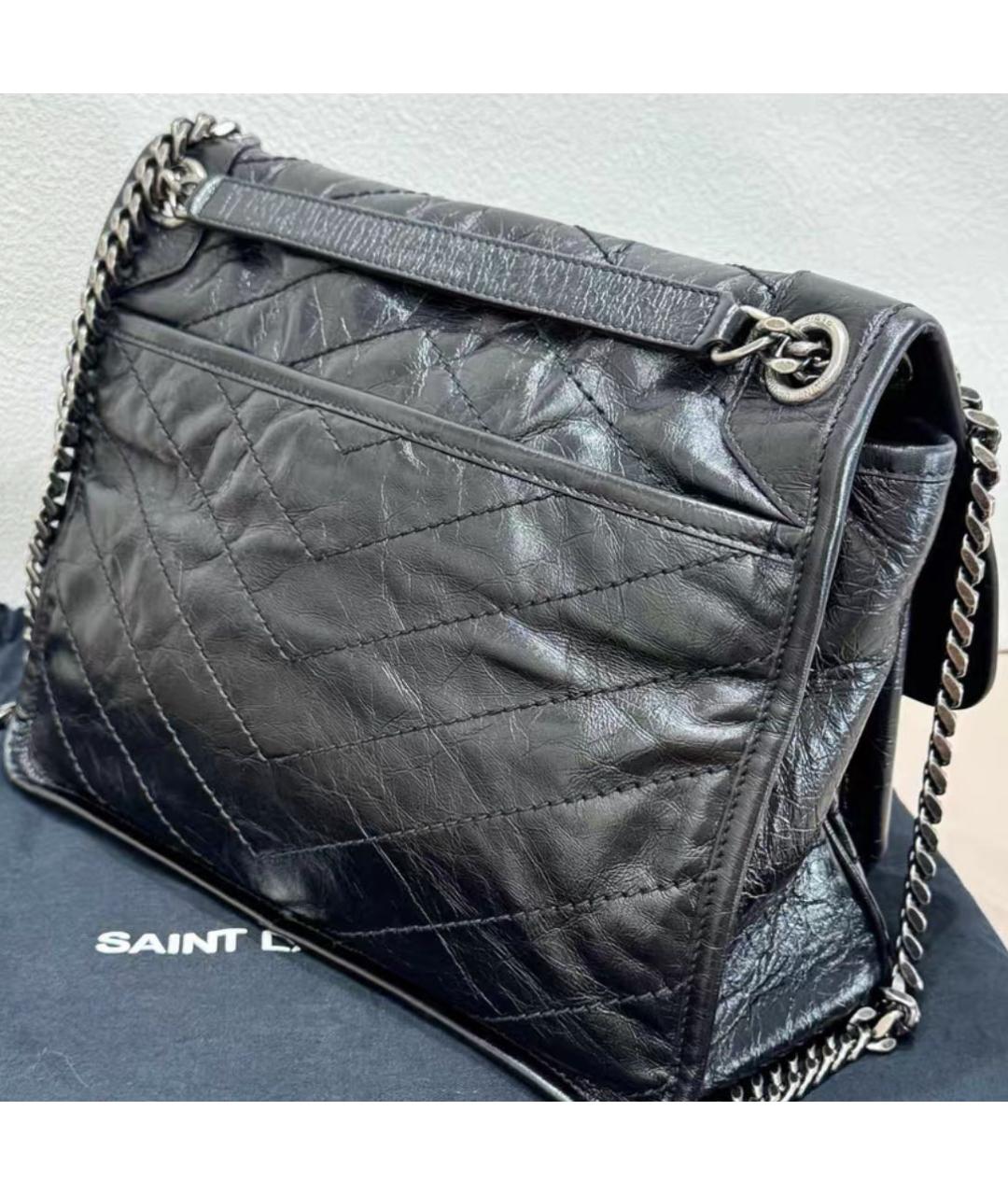 SAINT LAURENT Черная кожаная сумка через плечо, фото 2