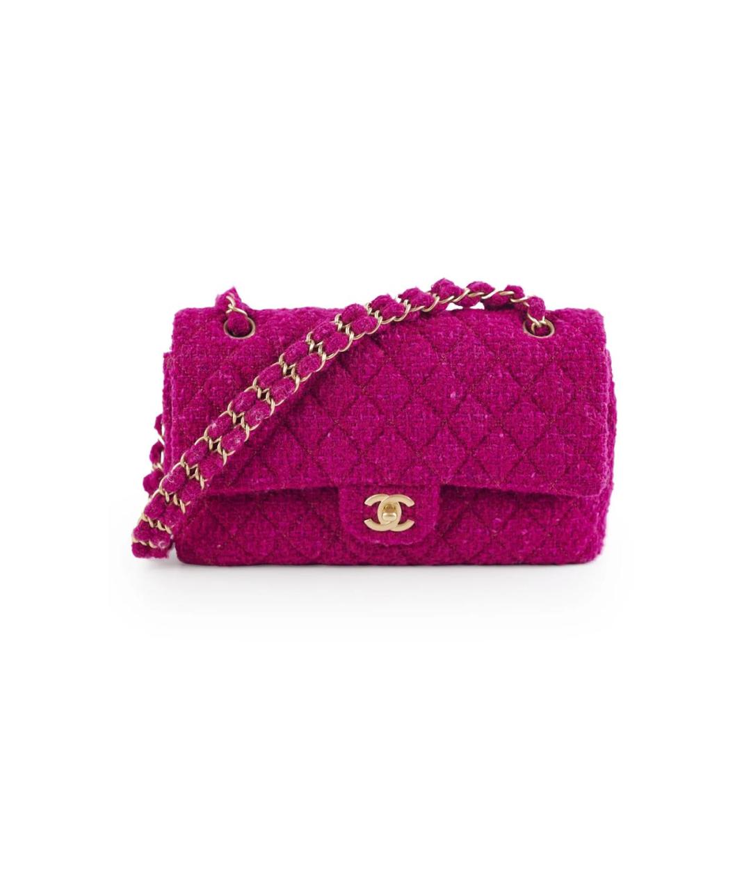 CHANEL Розовая твидовая сумка с короткими ручками, фото 9