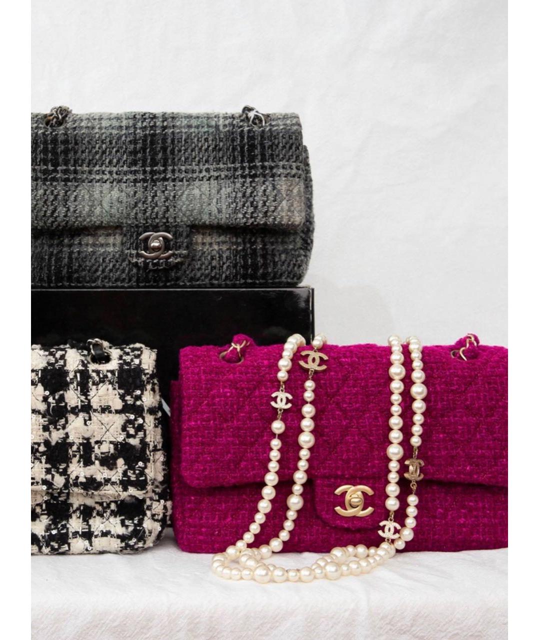 CHANEL Розовая твидовая сумка с короткими ручками, фото 7
