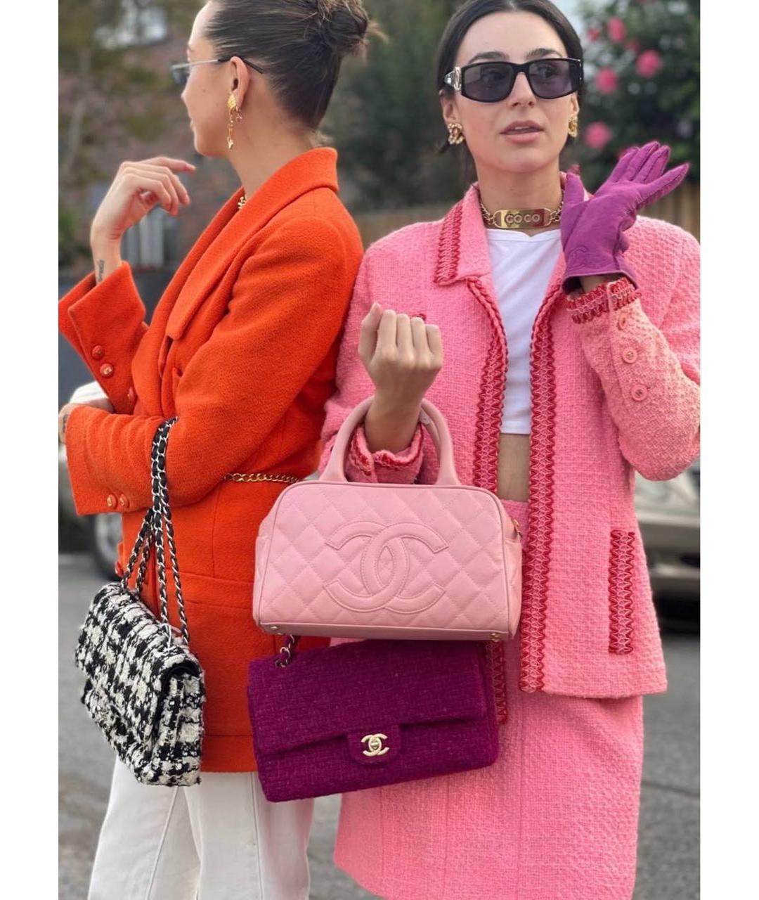 CHANEL Розовая твидовая сумка с короткими ручками, фото 8