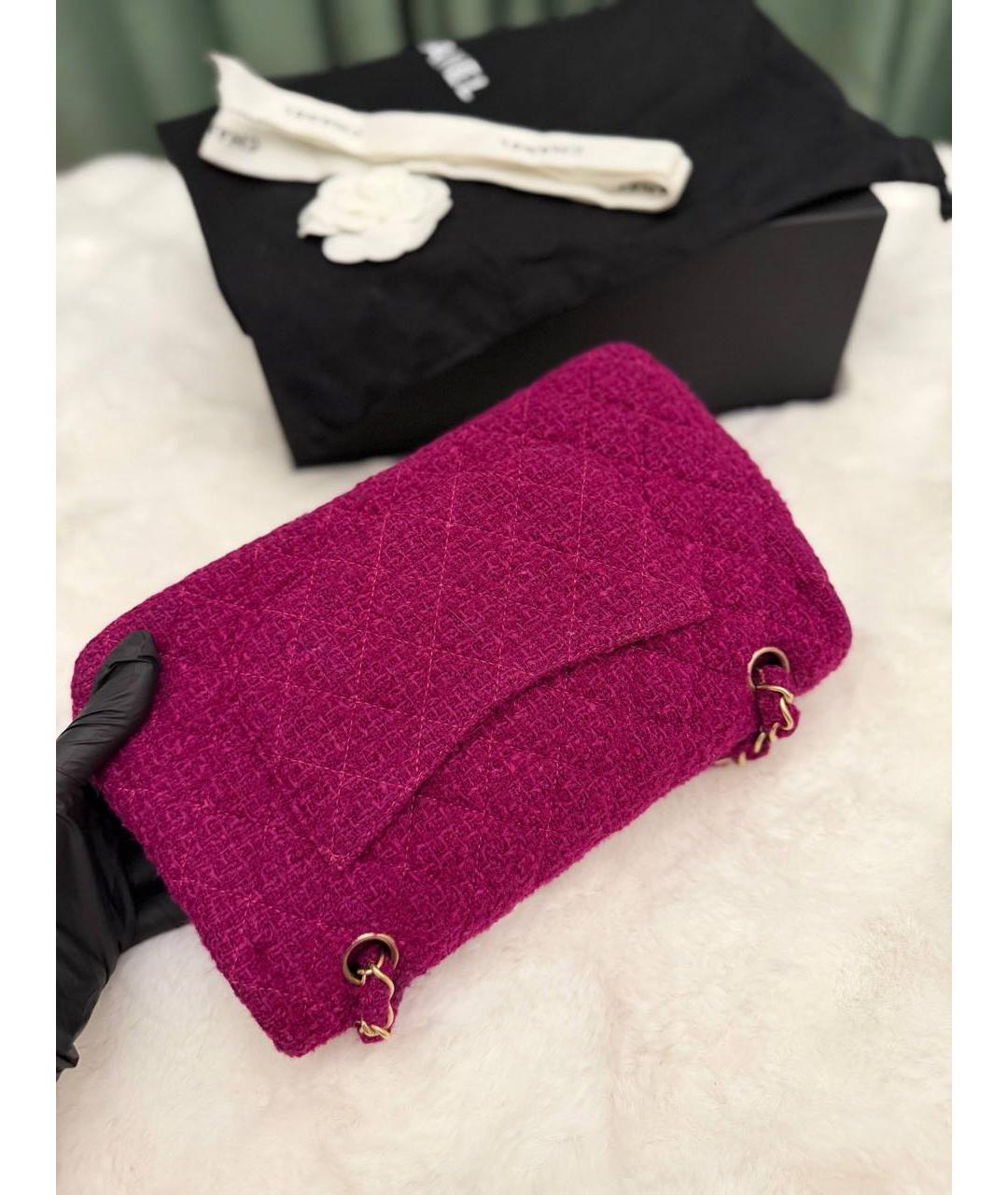 CHANEL Розовая твидовая сумка с короткими ручками, фото 6