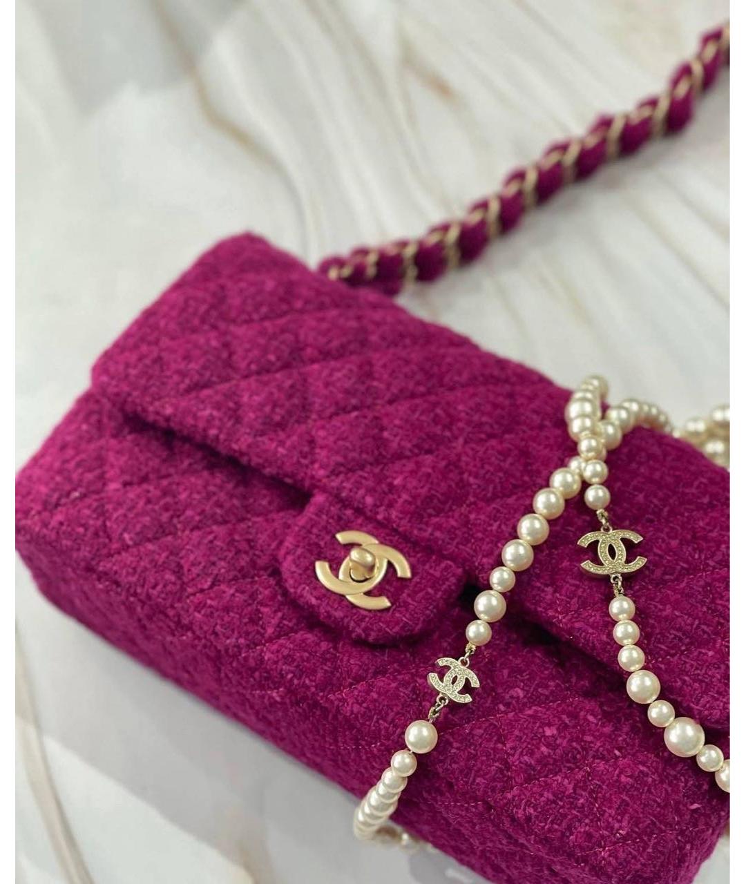 CHANEL Розовая твидовая сумка с короткими ручками, фото 2