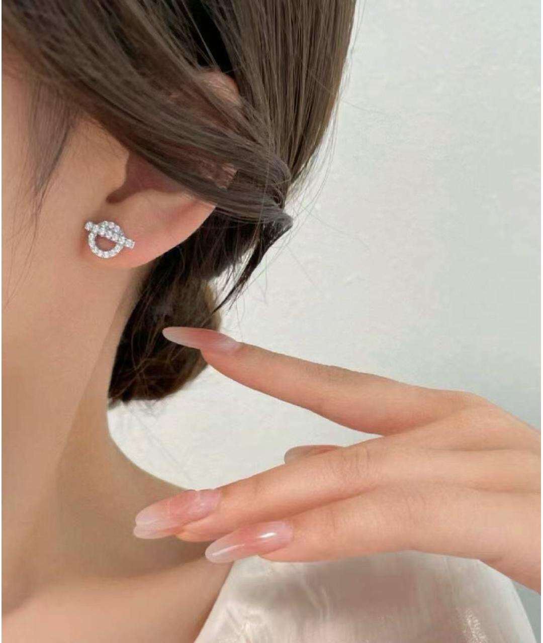 HERMES Серебряные серьги из белого золота, фото 4