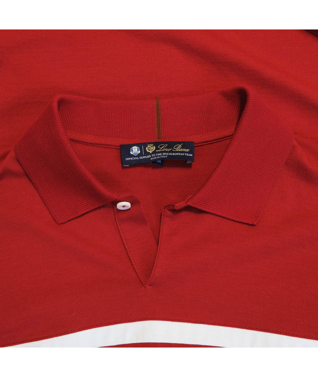 LORO PIANA Красное хлопковое поло с коротким рукавом, фото 3