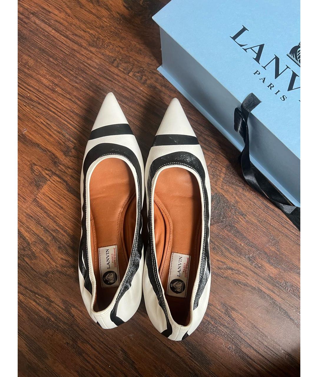 LANVIN Белые кожаные балетки, фото 3