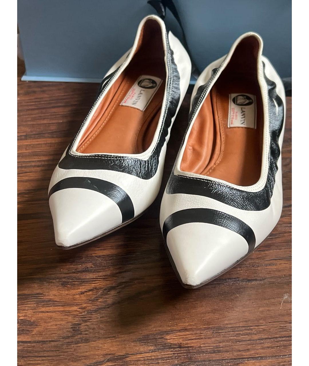 LANVIN Белые кожаные балетки, фото 2