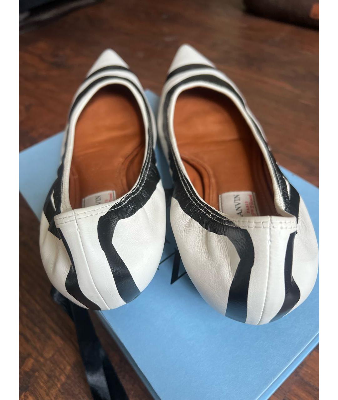 LANVIN Белые кожаные балетки, фото 4