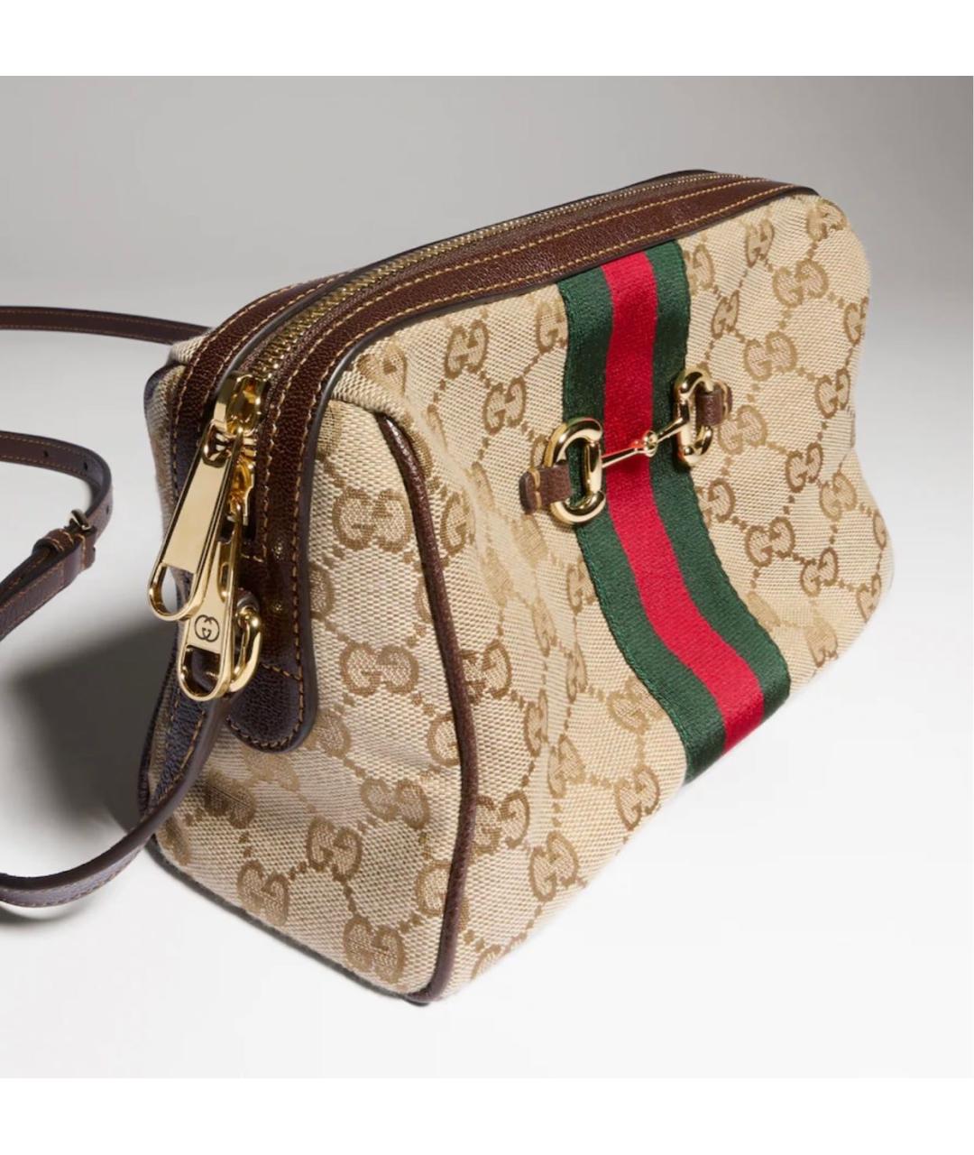 GUCCI Бежевая сумка через плечо из канвы, фото 2