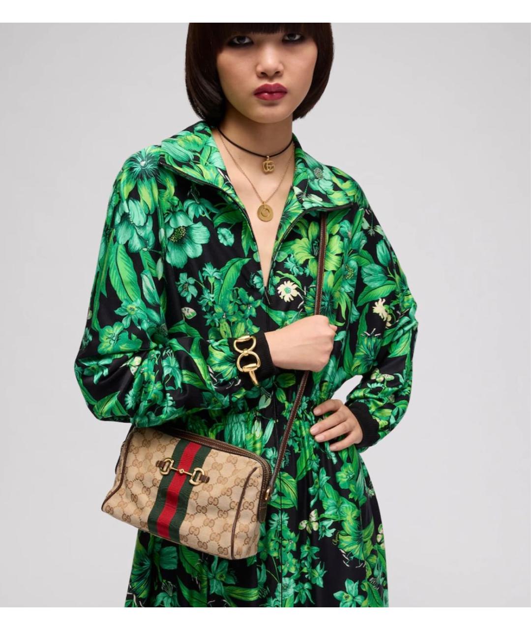 GUCCI Бежевая сумка через плечо из канвы, фото 4