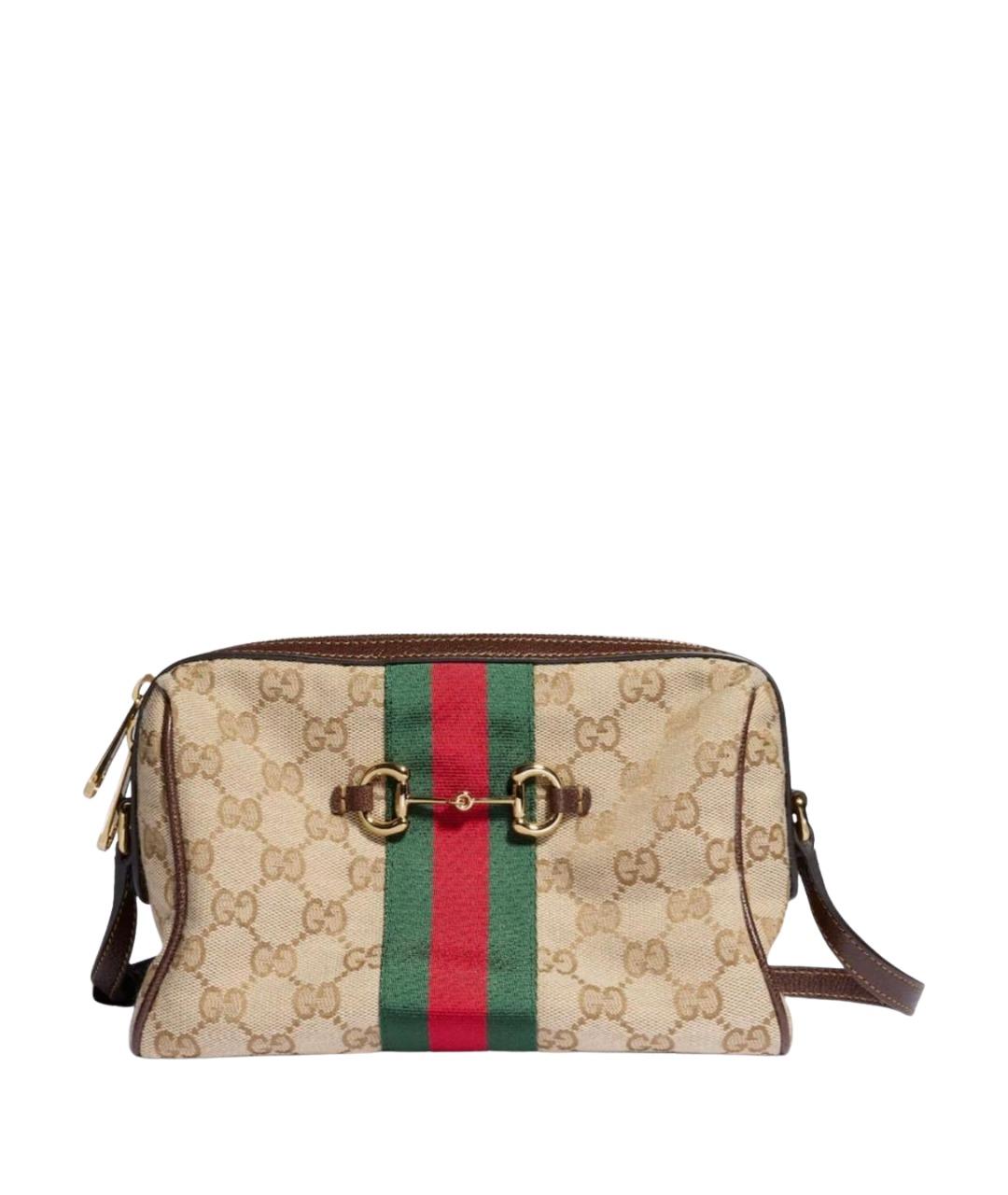 GUCCI Бежевая сумка через плечо из канвы, фото 1