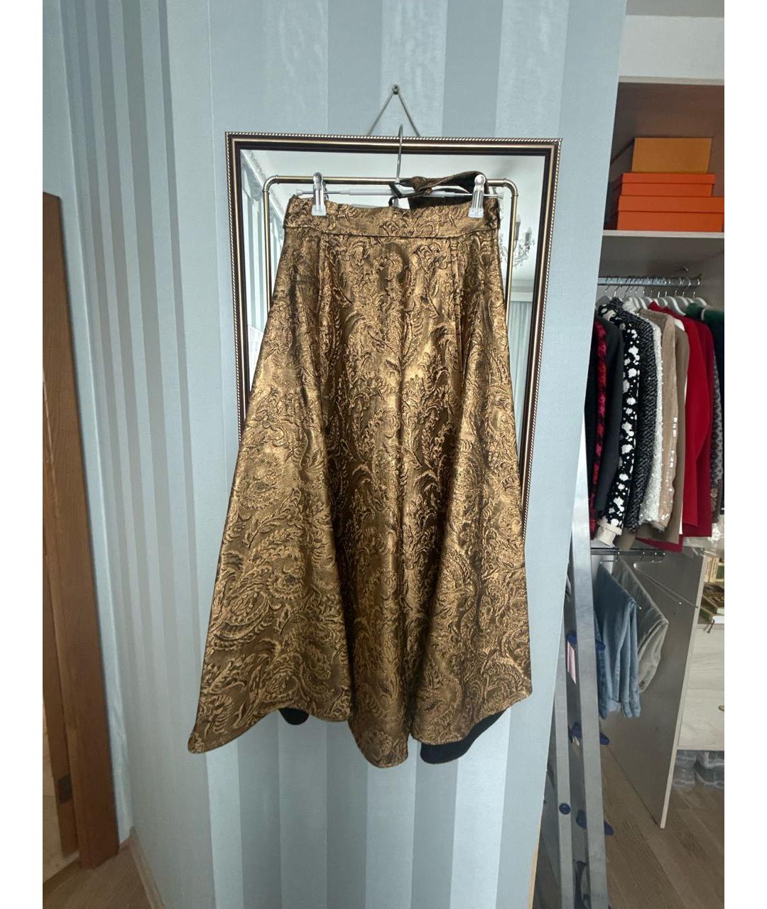 LANVIN Золотая юбка миди, фото 5