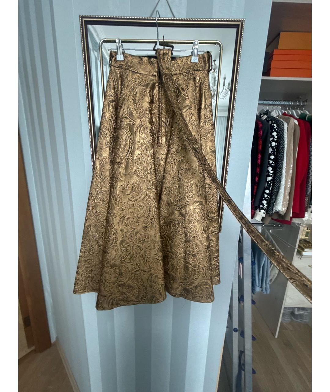 LANVIN Золотая юбка миди, фото 2