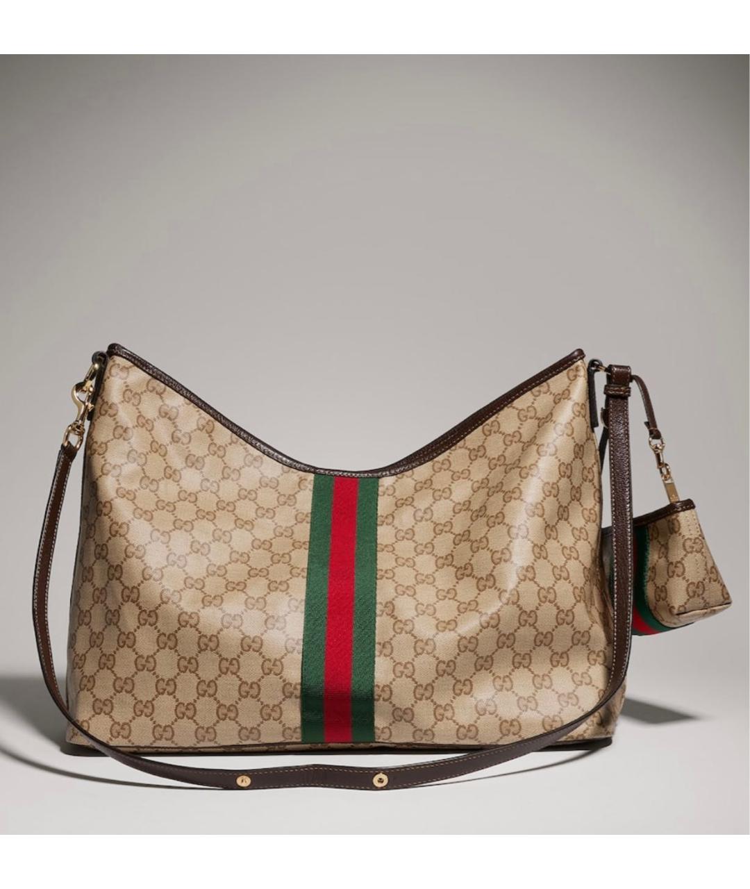 GUCCI Бежевая сумка с короткими ручками из канвы, фото 3