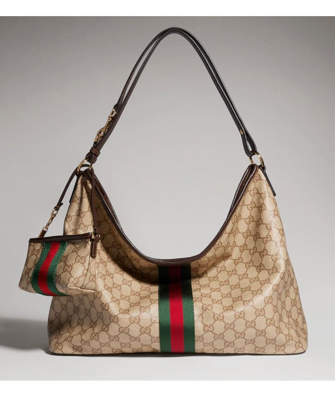 GUCCI Бежевая сумка с короткими ручками из канвы, фото 6