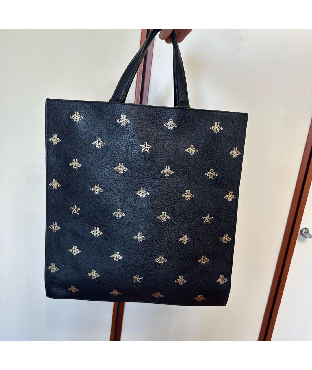 GUCCI Черная кожаная сумка тоут, фото 2