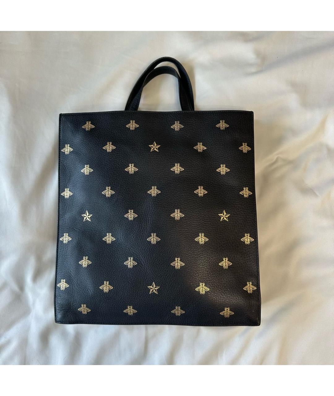 GUCCI Черная кожаная сумка тоут, фото 9