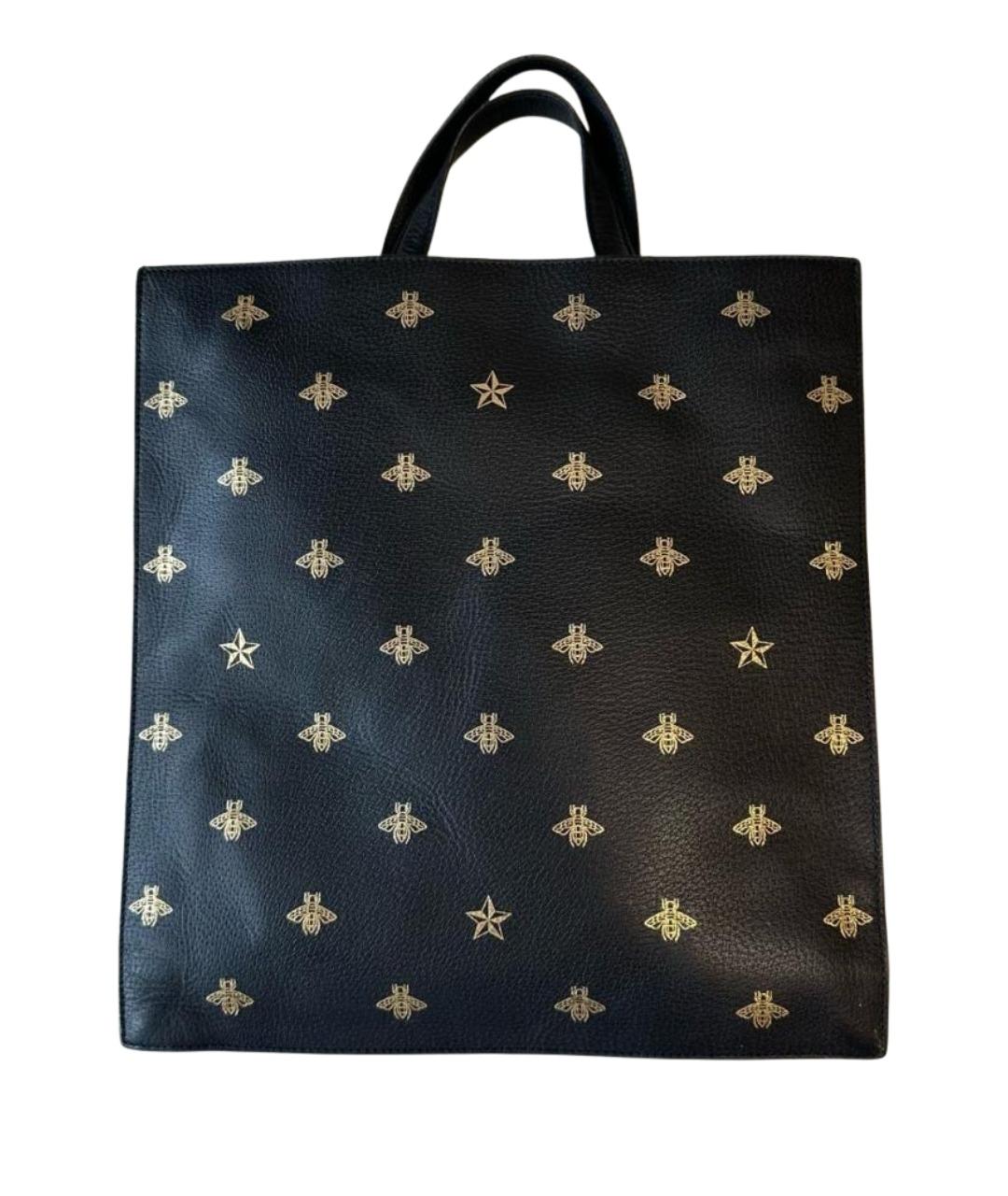 GUCCI Черная кожаная сумка тоут, фото 1