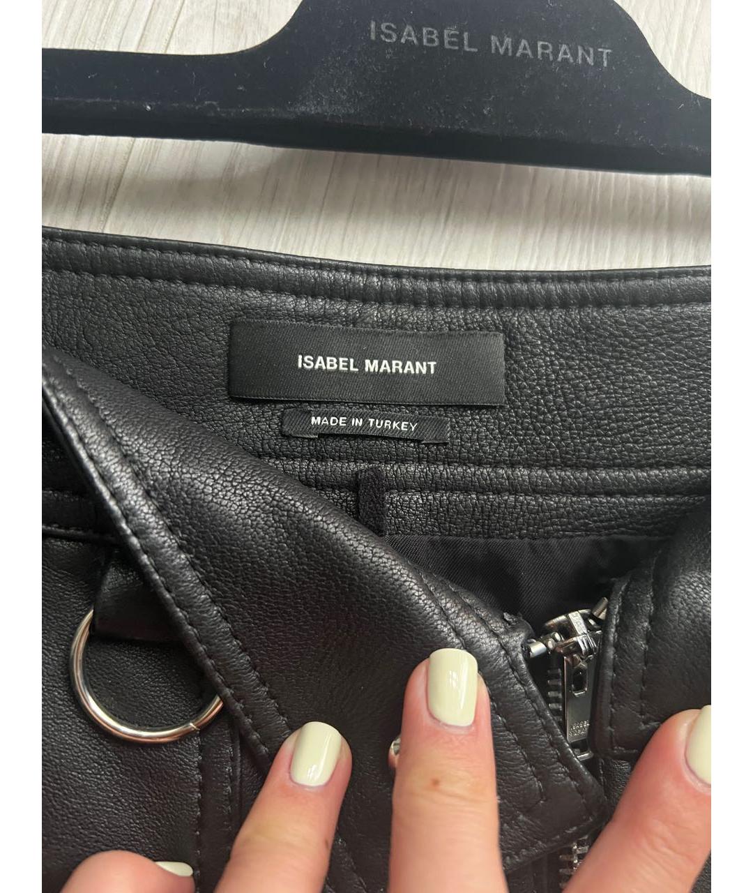ISABEL MARANT Черная кожаная юбка мини, фото 4