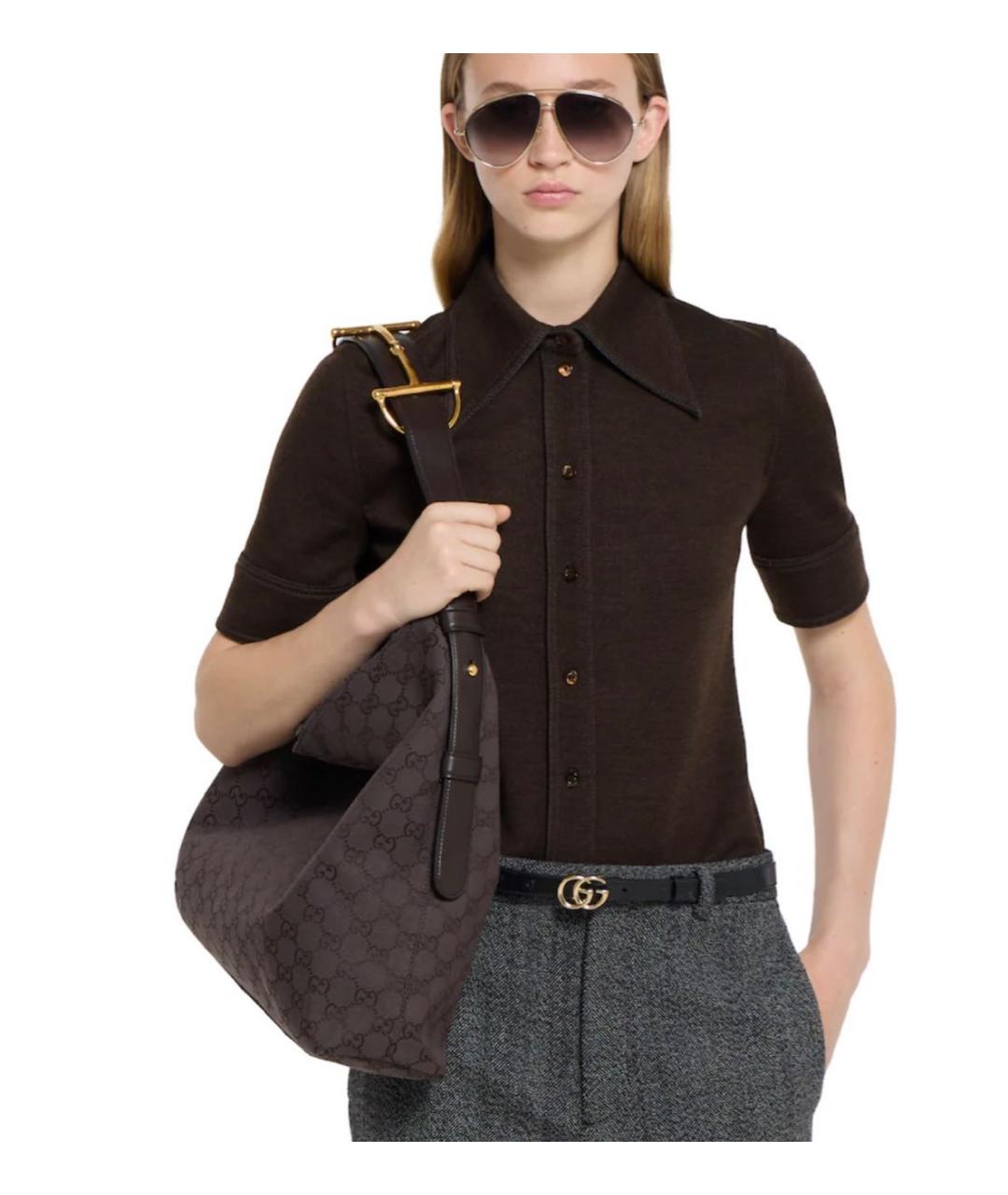 GUCCI Коричневая сумка тоут из канвы, фото 3