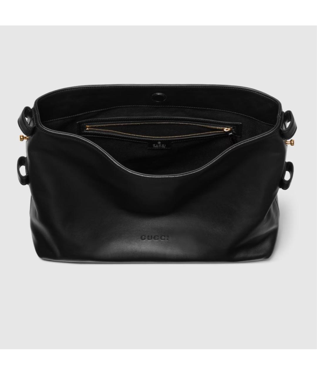 GUCCI Черная кожаная сумка тоут, фото 5
