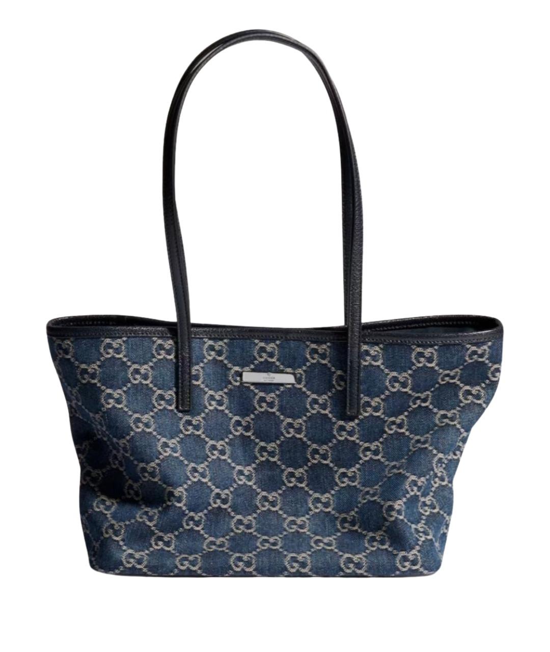 GUCCI Синяя деним сумка с короткими ручками, фото 1