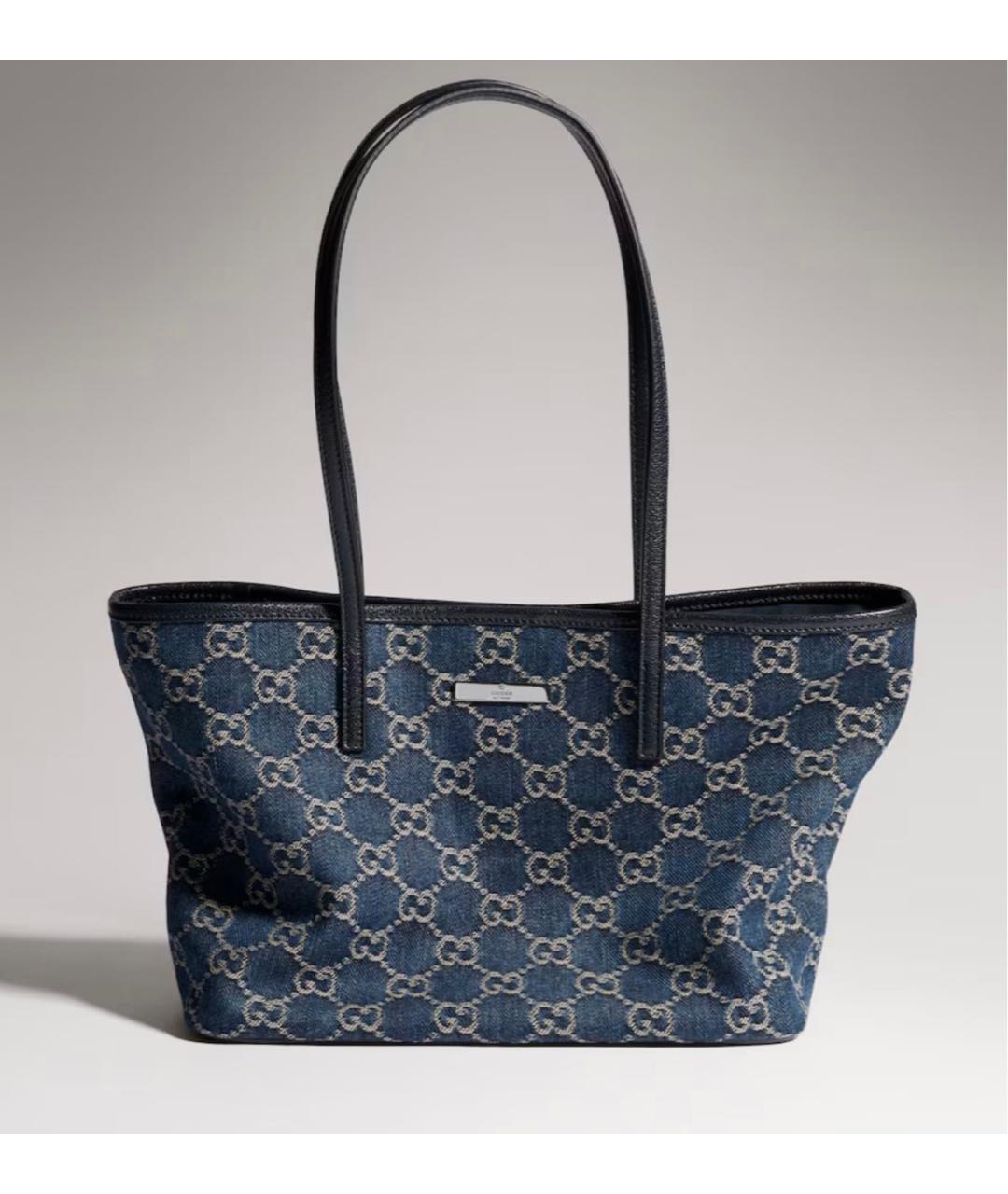 GUCCI Синяя деним сумка с короткими ручками, фото 6