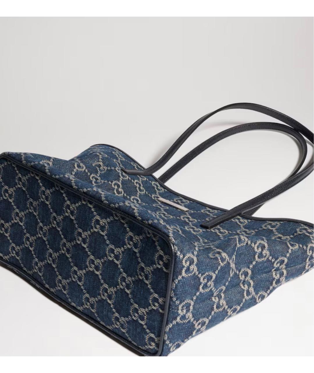 GUCCI Синяя деним сумка с короткими ручками, фото 4
