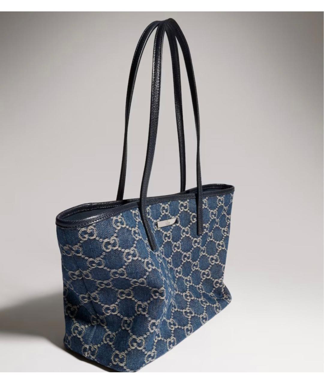 GUCCI Синяя деним сумка с короткими ручками, фото 2