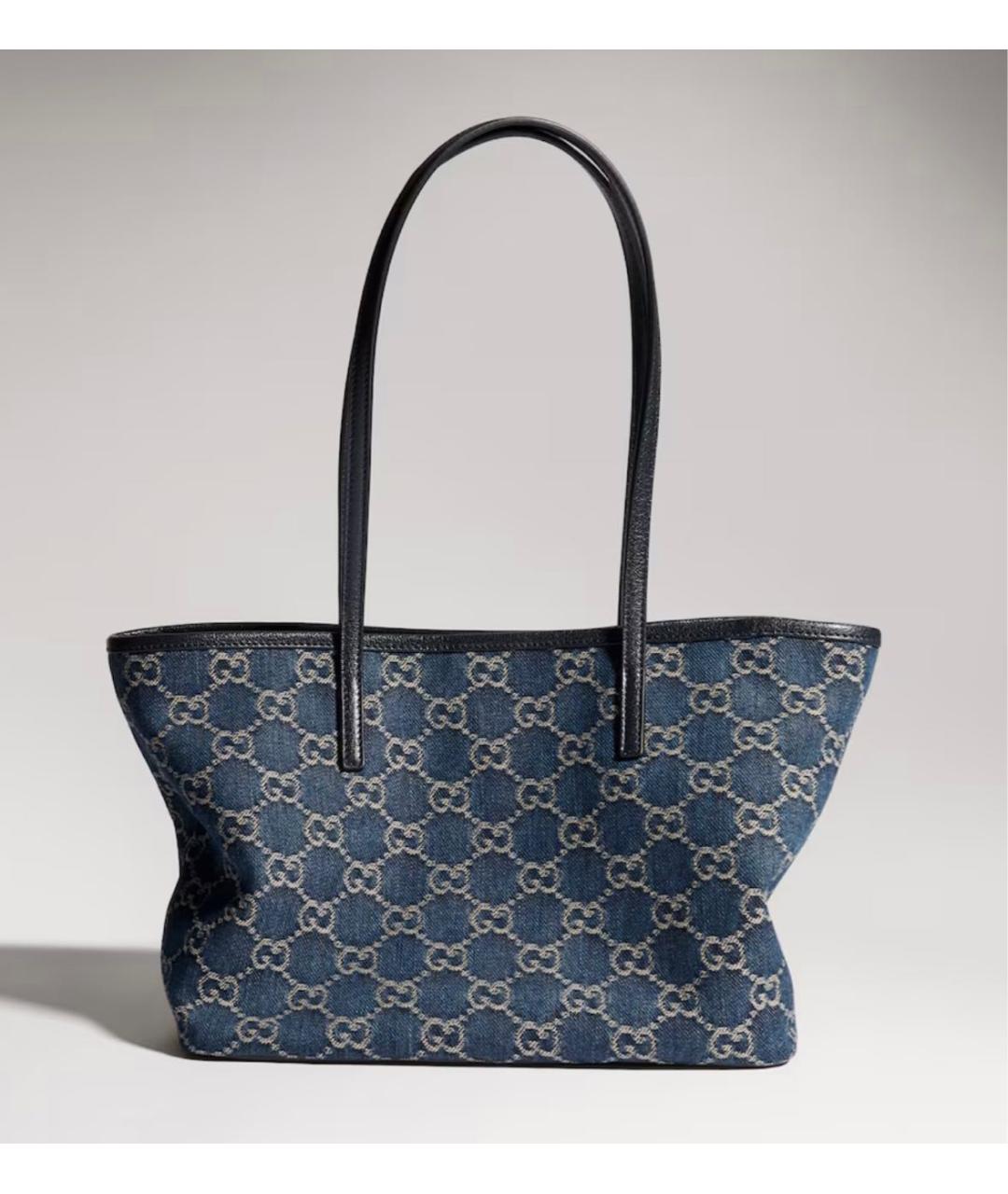 GUCCI Синяя деним сумка с короткими ручками, фото 3