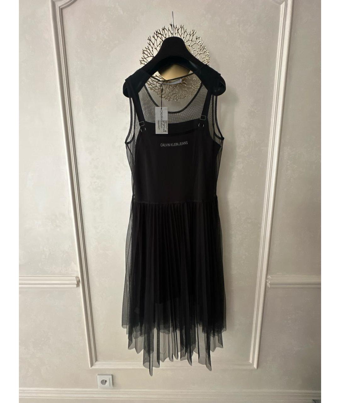 CALVIN KLEIN Черное полиэстеровое коктейльное платье, фото 2