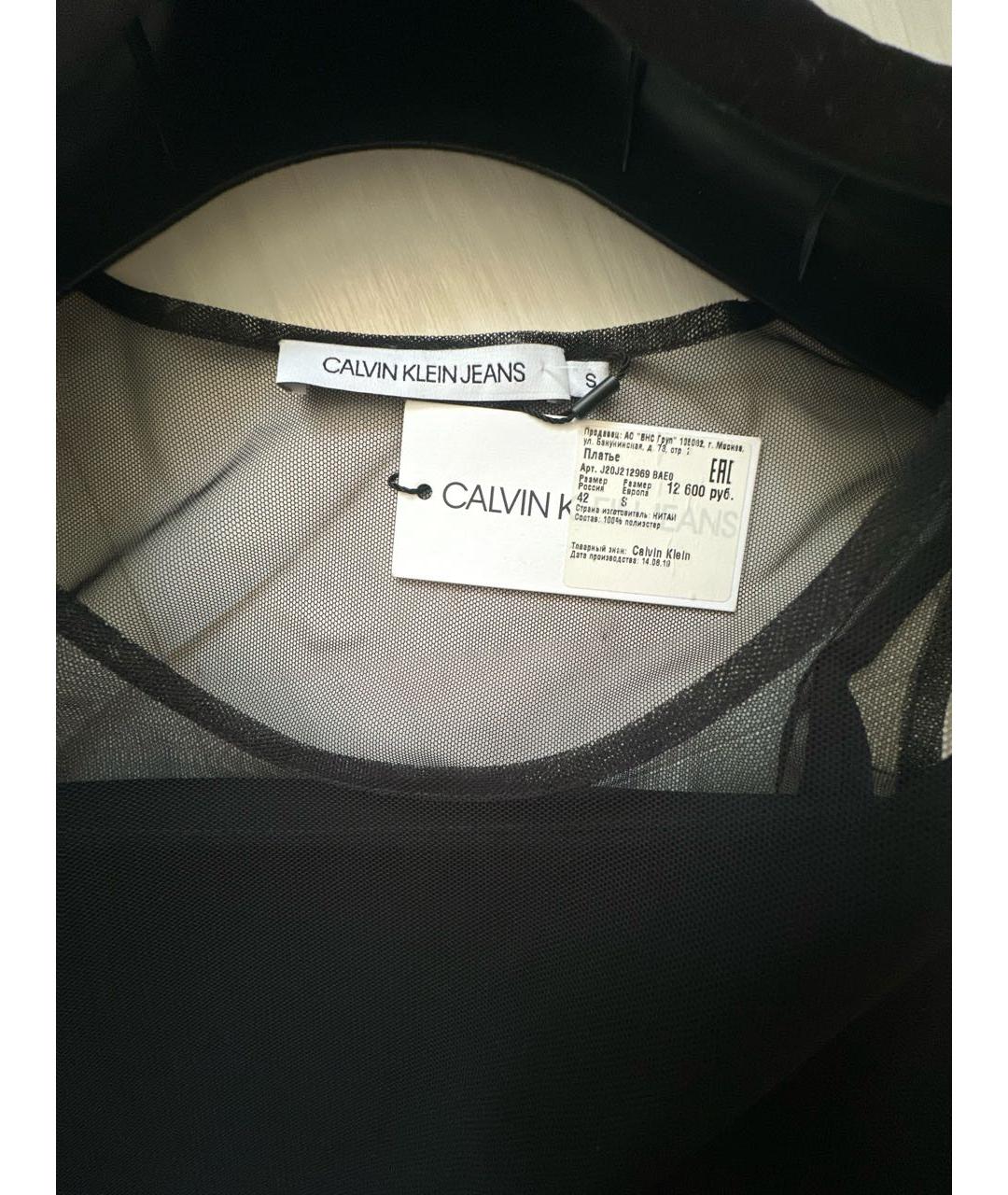 CALVIN KLEIN Черное полиэстеровое коктейльное платье, фото 3