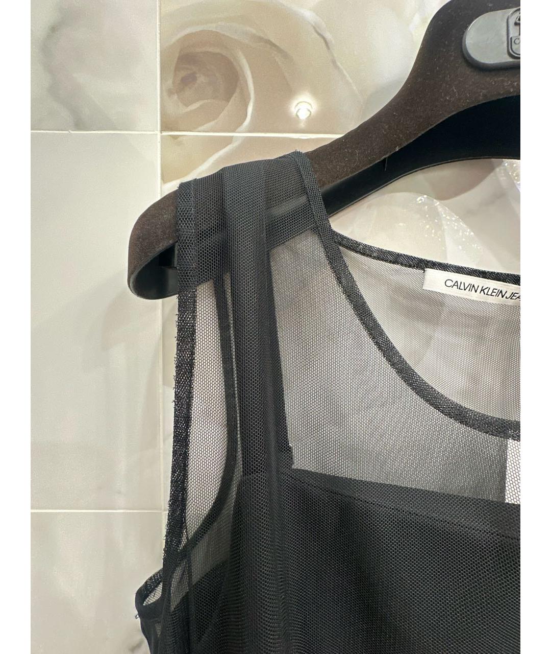 CALVIN KLEIN Черное полиэстеровое коктейльное платье, фото 6