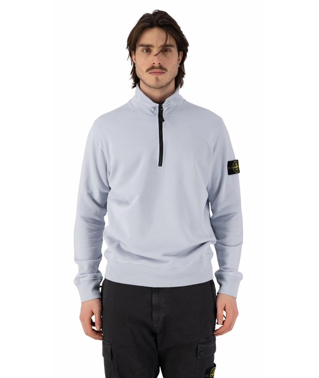 STONE ISLAND Голубой хлопковый джемпер / свитер, фото 2