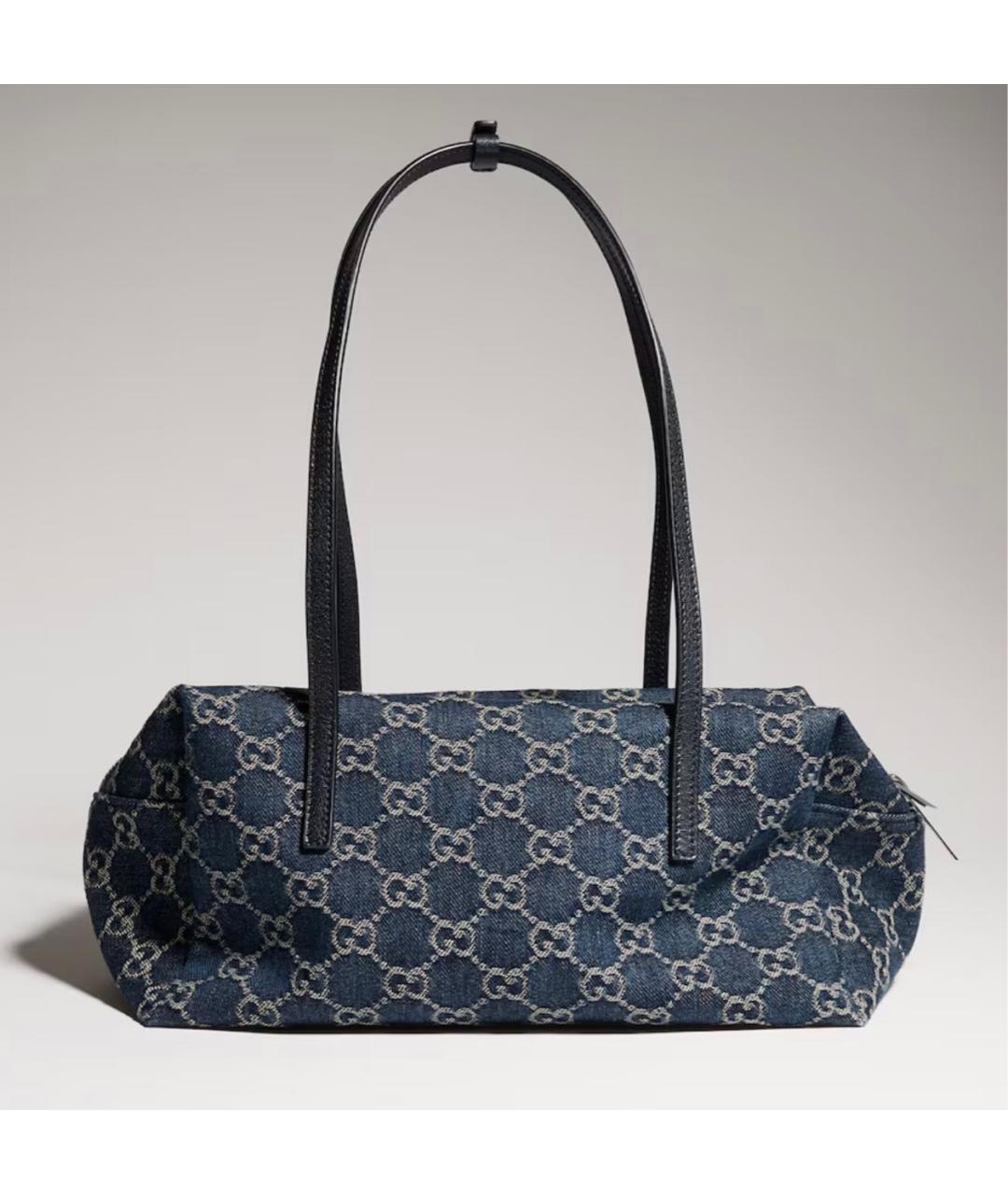 GUCCI Синяя деним сумка с короткими ручками, фото 2