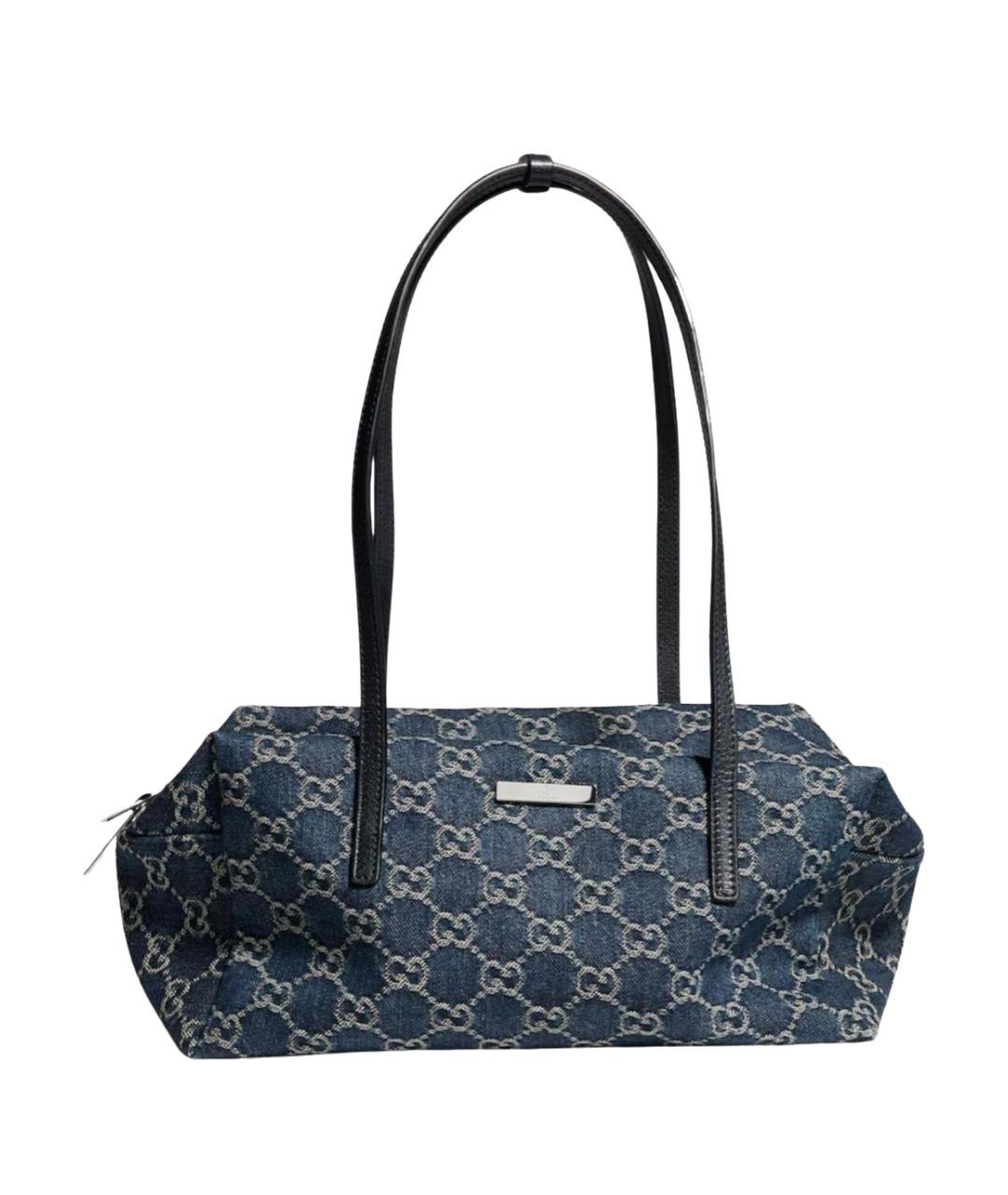 GUCCI Синяя деним сумка с короткими ручками, фото 1