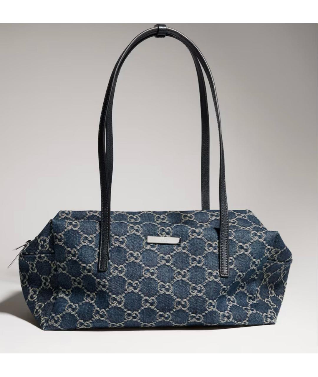 GUCCI Синяя деним сумка с короткими ручками, фото 5