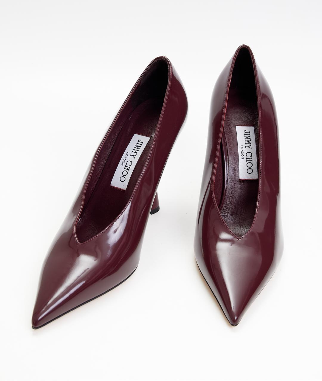 JIMMY CHOO Бордовые туфли из лакированной кожи, фото 3