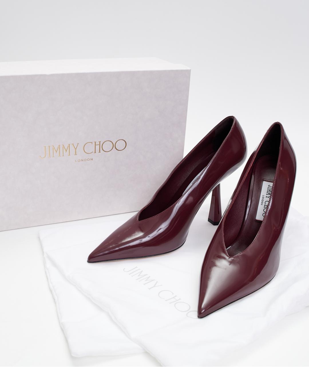 JIMMY CHOO Бордовые туфли из лакированной кожи, фото 6
