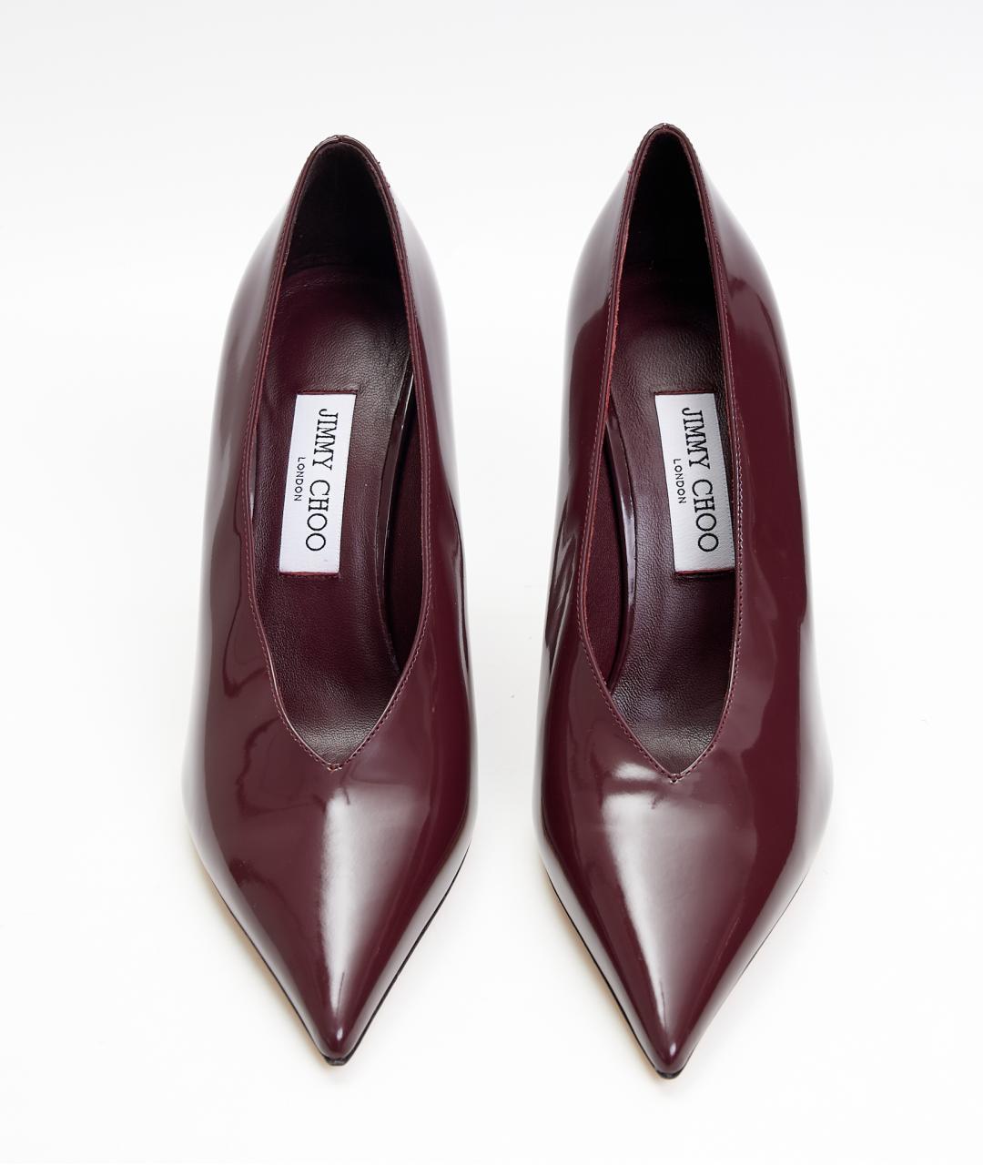 JIMMY CHOO Бордовые туфли из лакированной кожи, фото 4