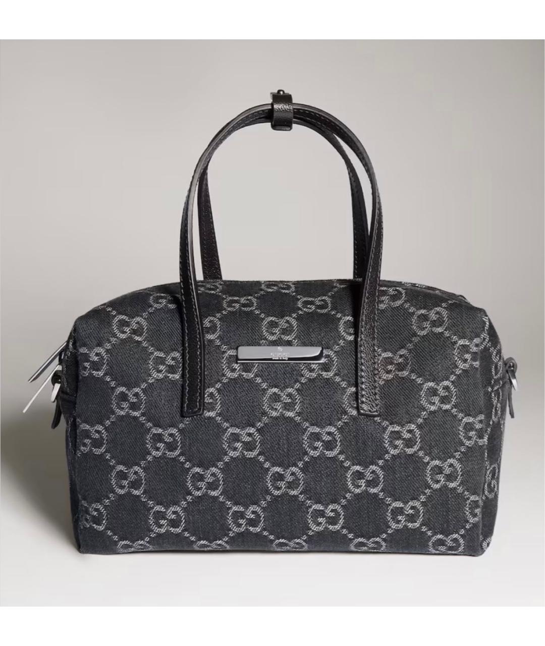 GUCCI Серая деним сумка с короткими ручками, фото 6
