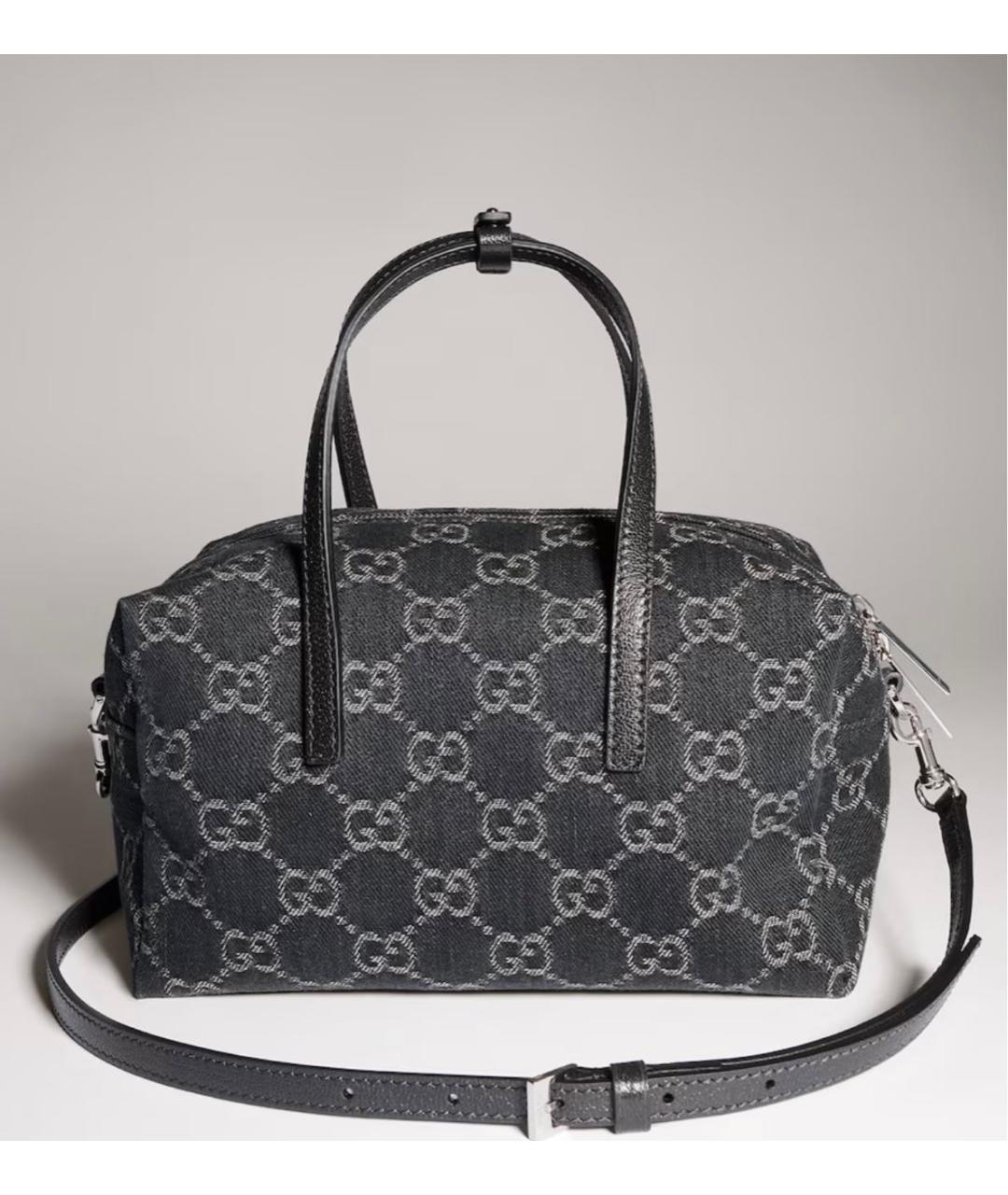 GUCCI Серая деним сумка с короткими ручками, фото 3