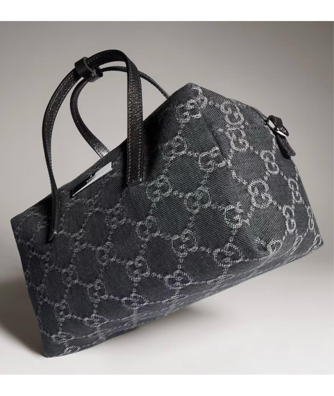 GUCCI Серая деним сумка с короткими ручками, фото 4