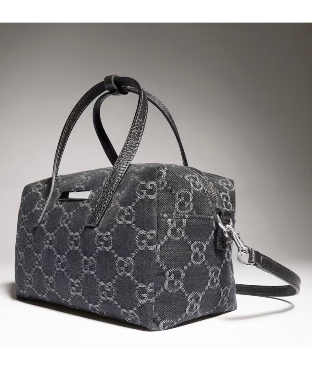 GUCCI Серая деним сумка с короткими ручками, фото 2
