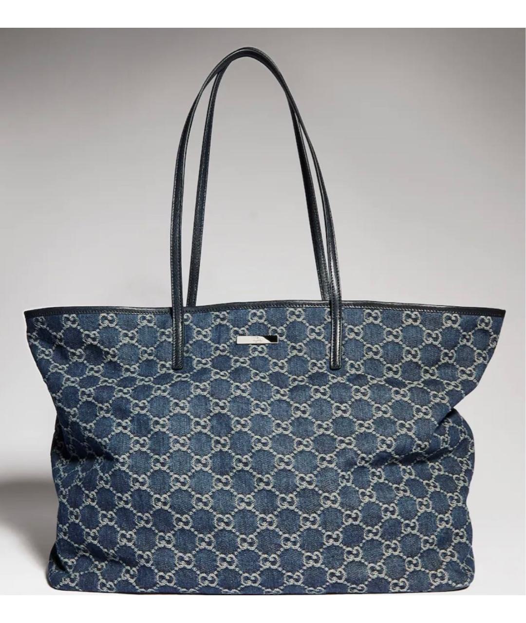 GUCCI Синяя деним сумка тоут, фото 5