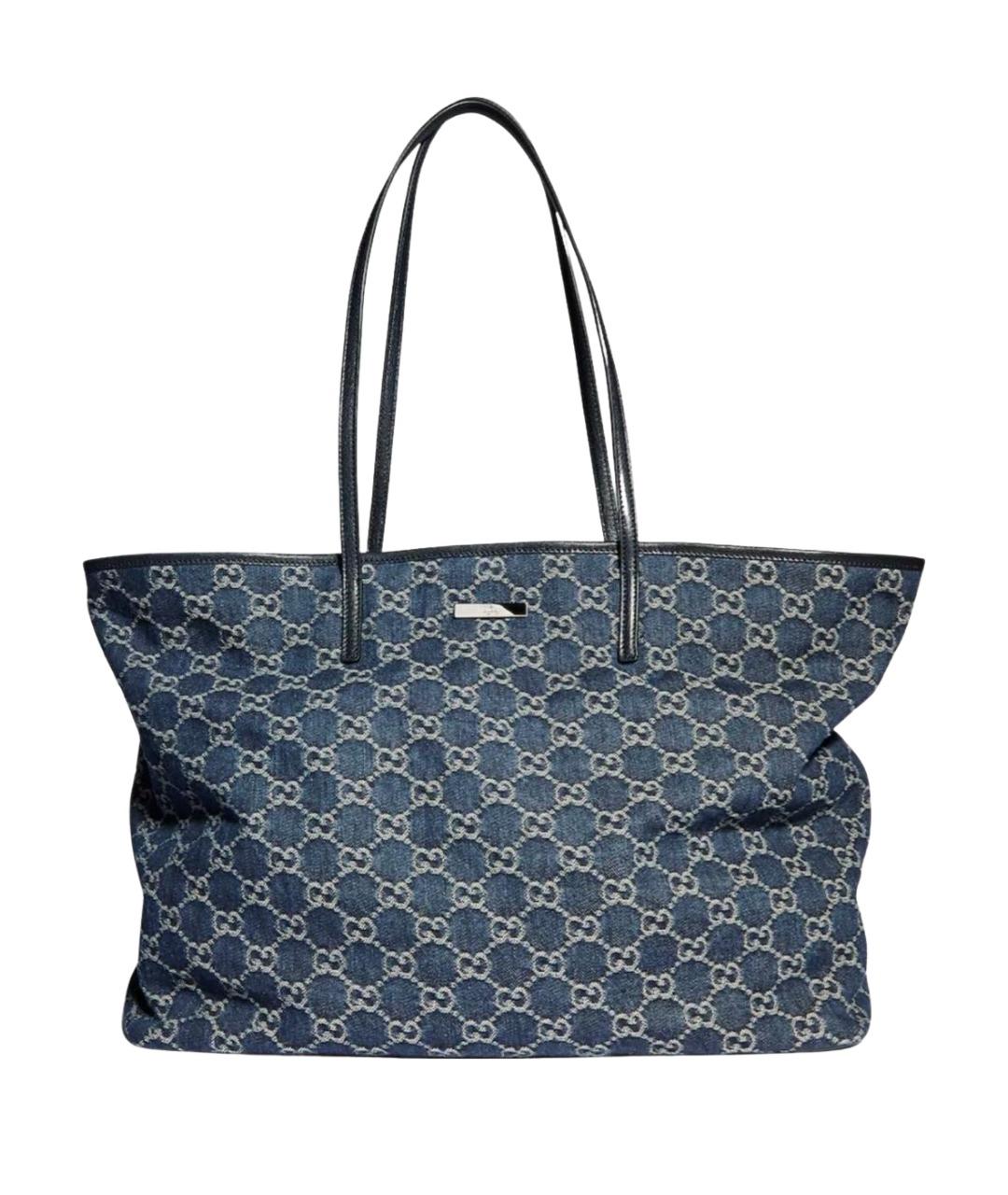 GUCCI Синяя деним сумка тоут, фото 1
