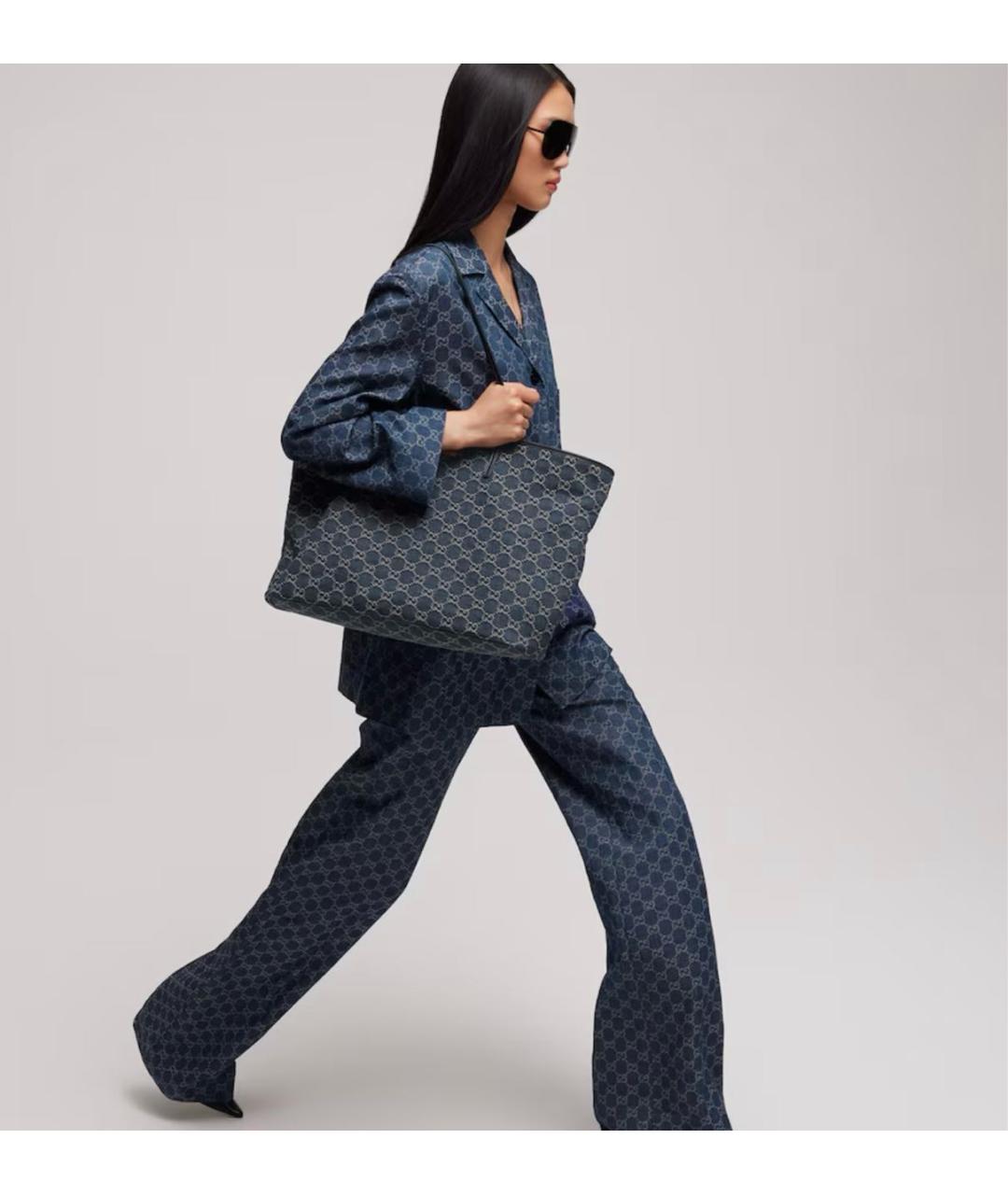 GUCCI Синяя деним сумка тоут, фото 4