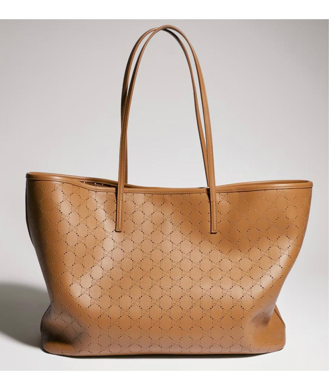 GUCCI Коричневая кожаная сумка тоут, фото 5