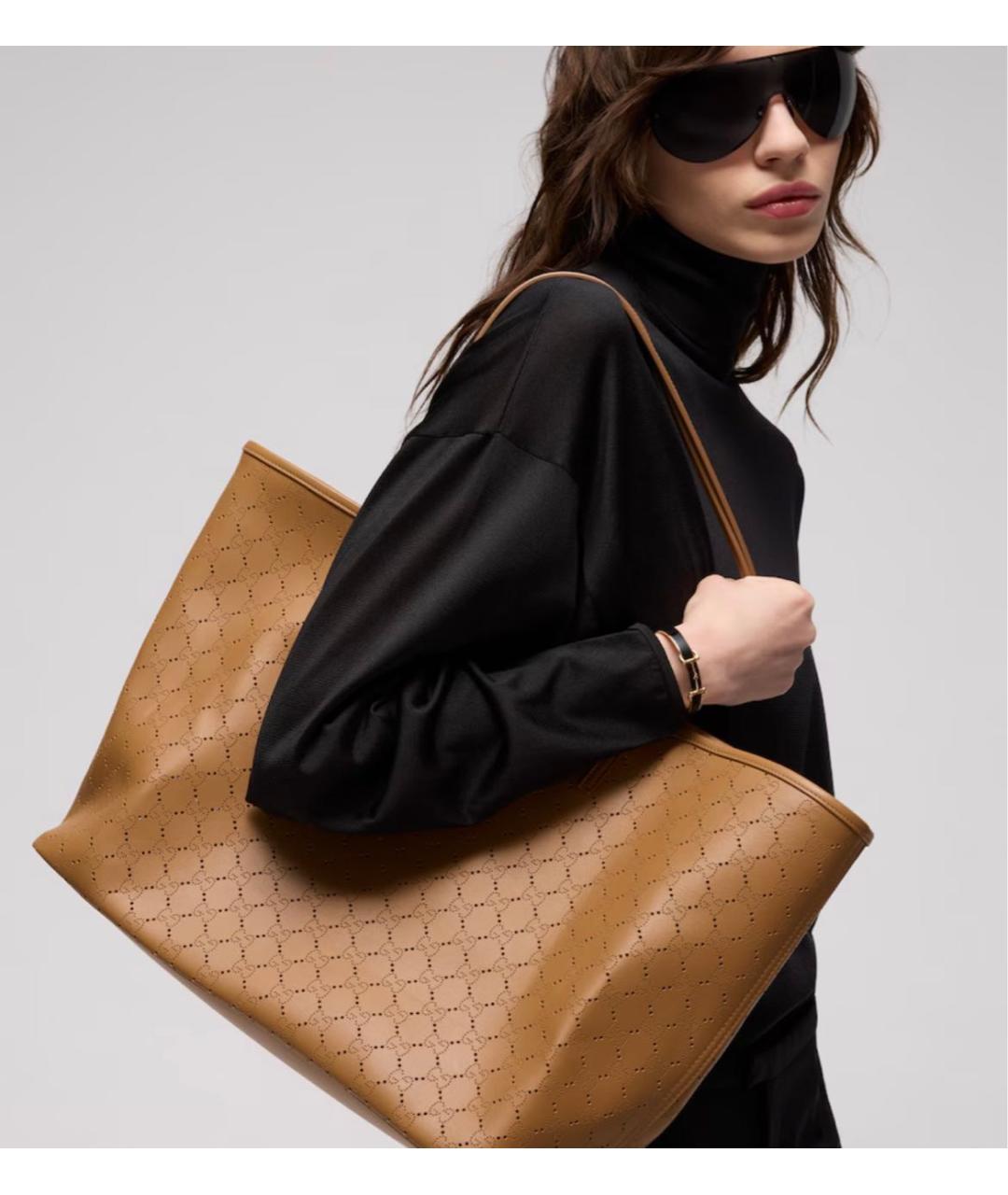GUCCI Коричневая кожаная сумка тоут, фото 3