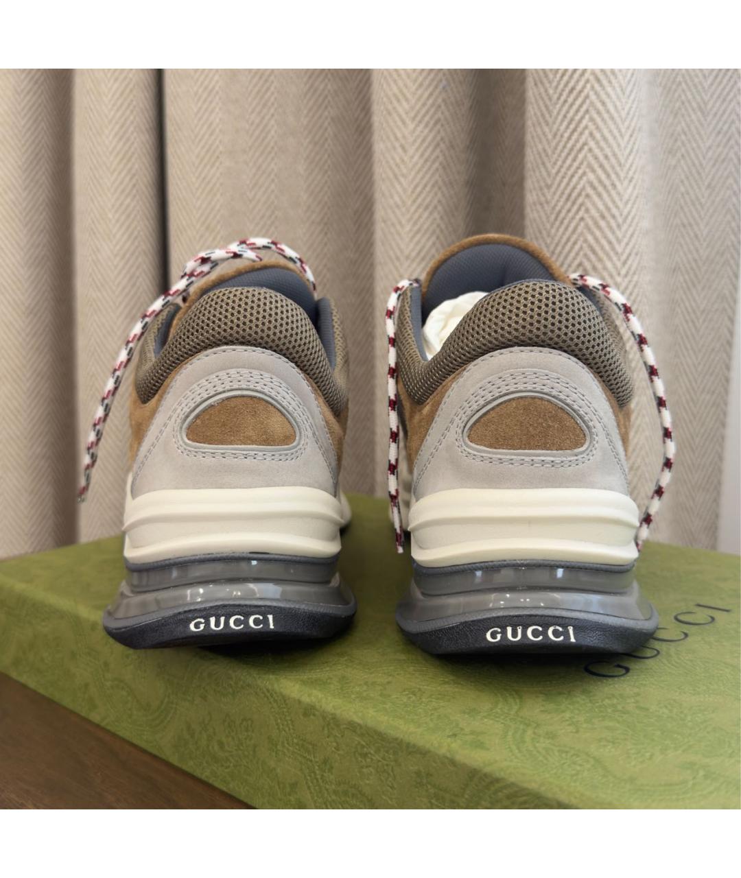 GUCCI Бежевые кожаные кроссовки, фото 4
